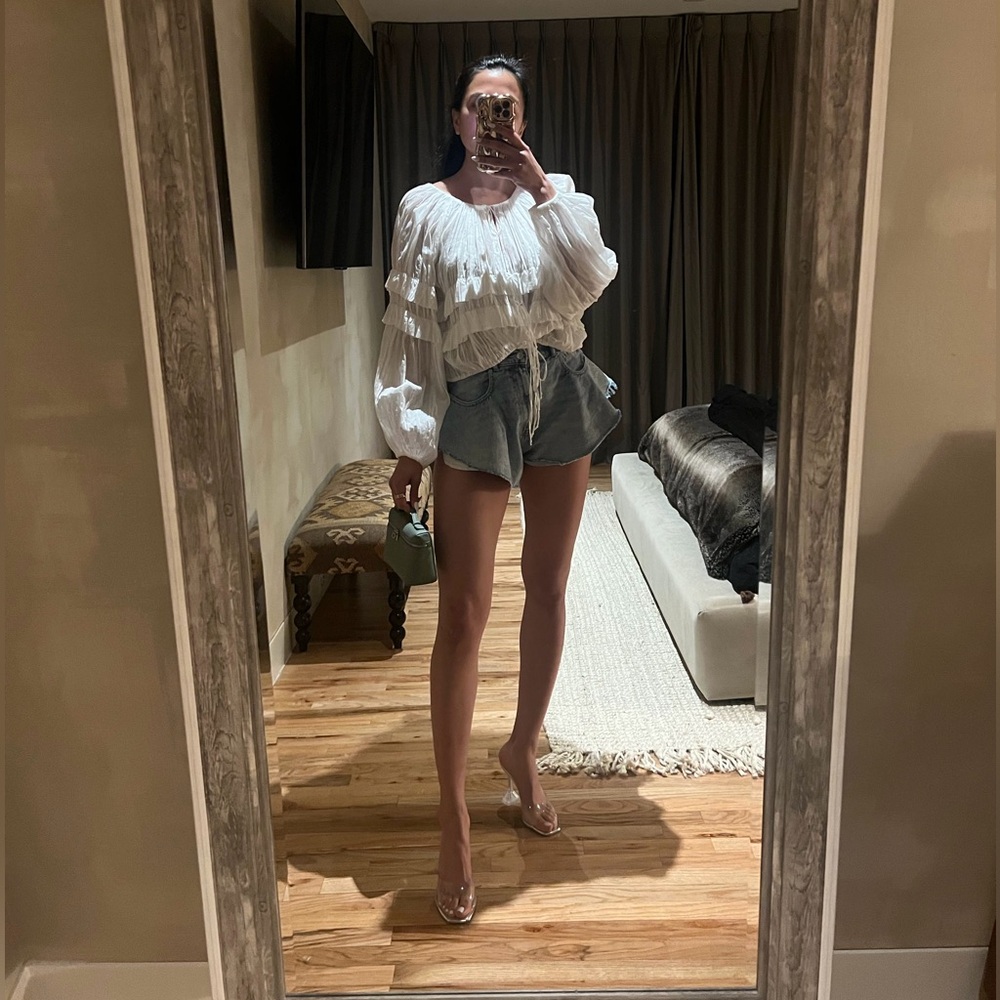 Alexander Wang Runway Ruffled Denim Mini Shorts sz 28